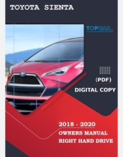 TOYOTA SIENTA 2018 2019 2020 OWNERS MANUAL IN ENGLISH
